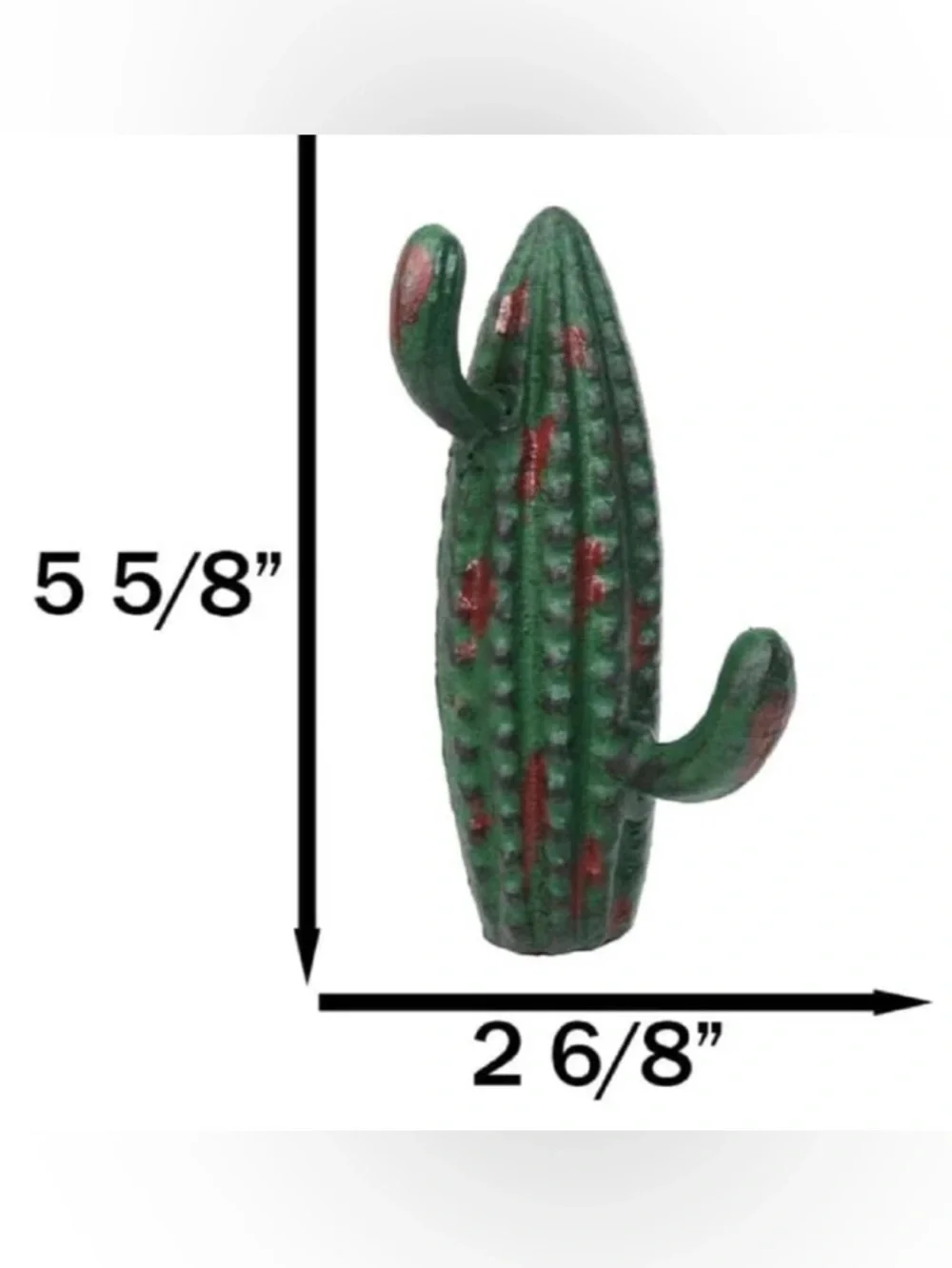 Green Cactus Wall Hooks Rustic Metal Home Wall Decor Set of 3